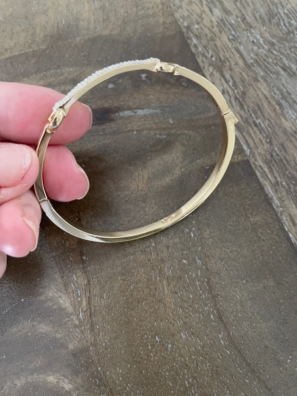Polo by Ralph Lauren Gold-Tone Pavé Bar Bangle Bracelet